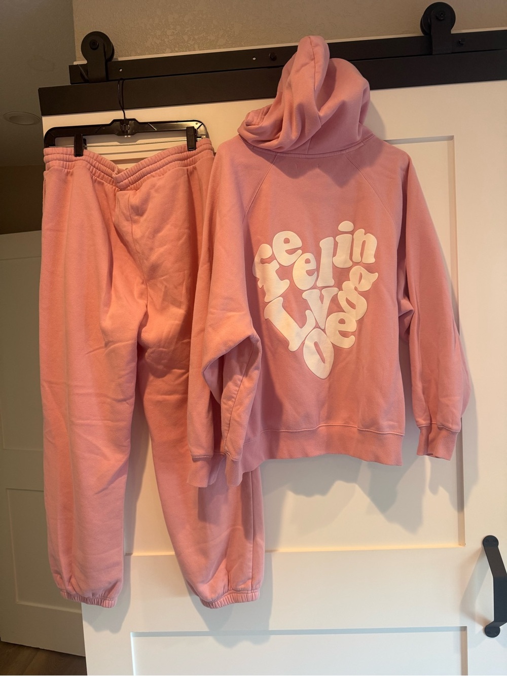 BP Nordstrom’s women’s Pink Hooded Set with White Back Graphic